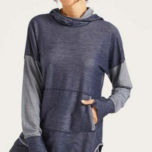 Simple by Suzanne Betro Denim Blue Contrast-Sleeve Hoodie - Size: 3X - NWOT